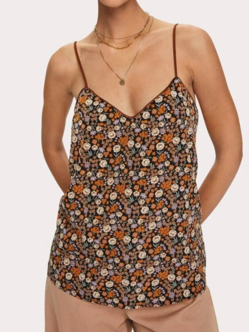 SCOTCH & SODA brown floral tank LARGE